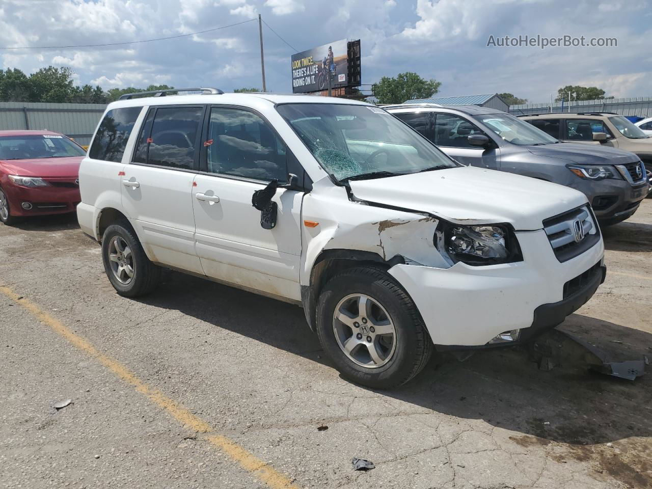 2007 Honda Pilot Exl White vin: 5FNYF18577B009667