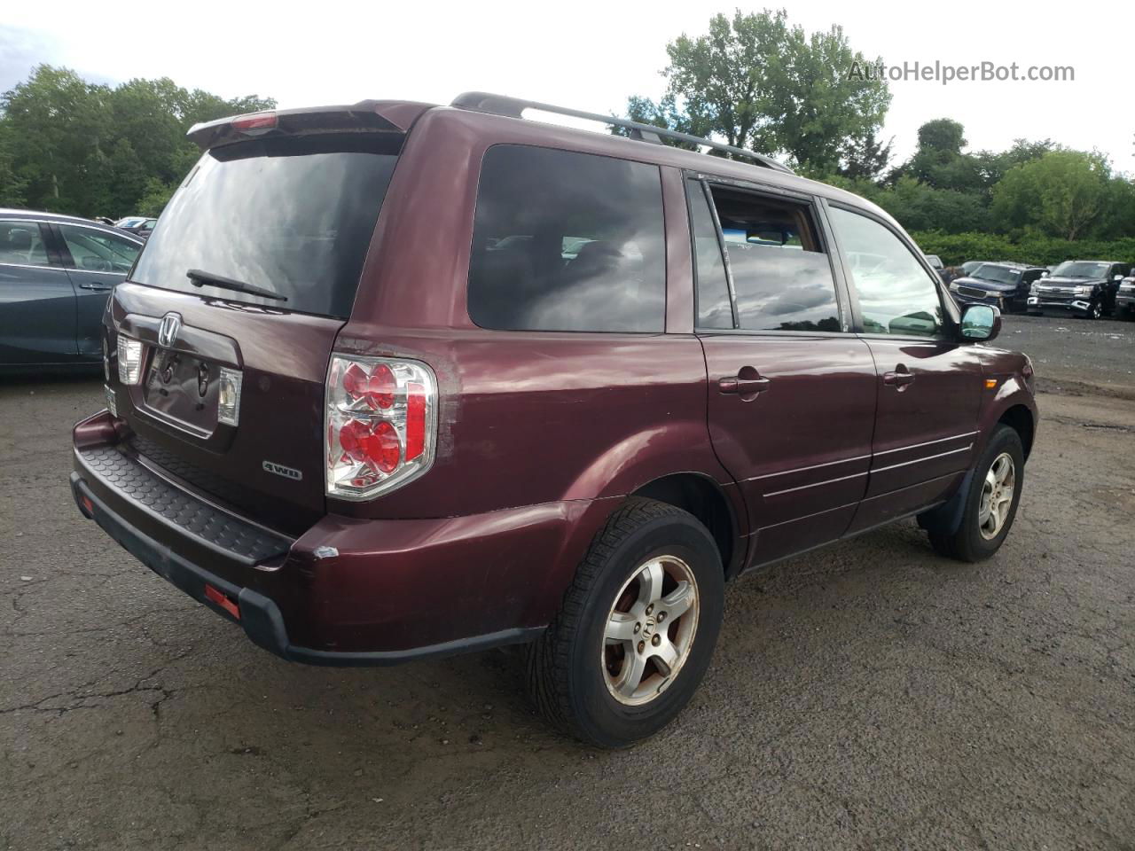 2007 Honda Pilot Exl Burgundy vin: 5FNYF18577B029787