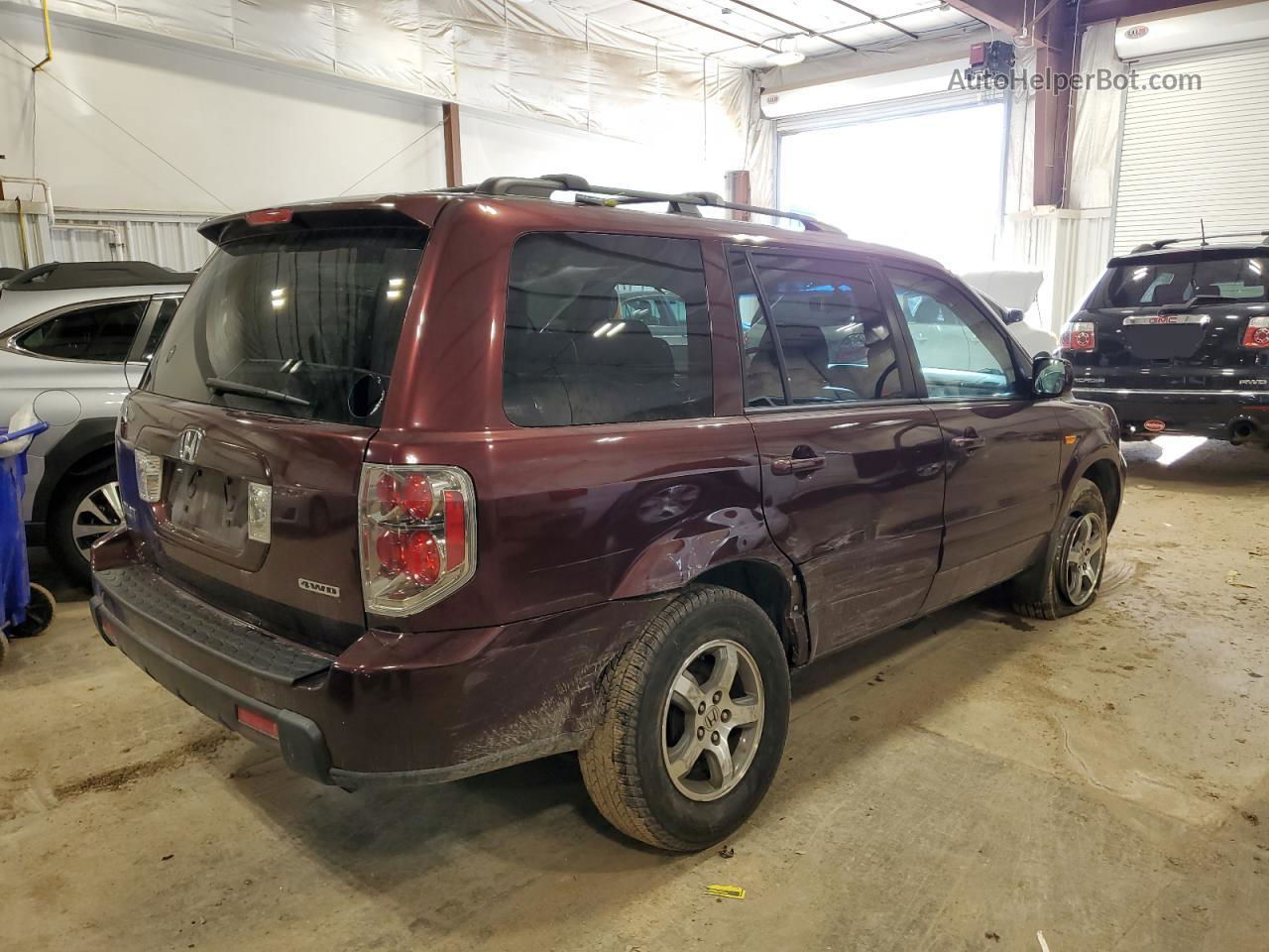 2007 Honda Pilot Exl Burgundy vin: 5FNYF18647B015239