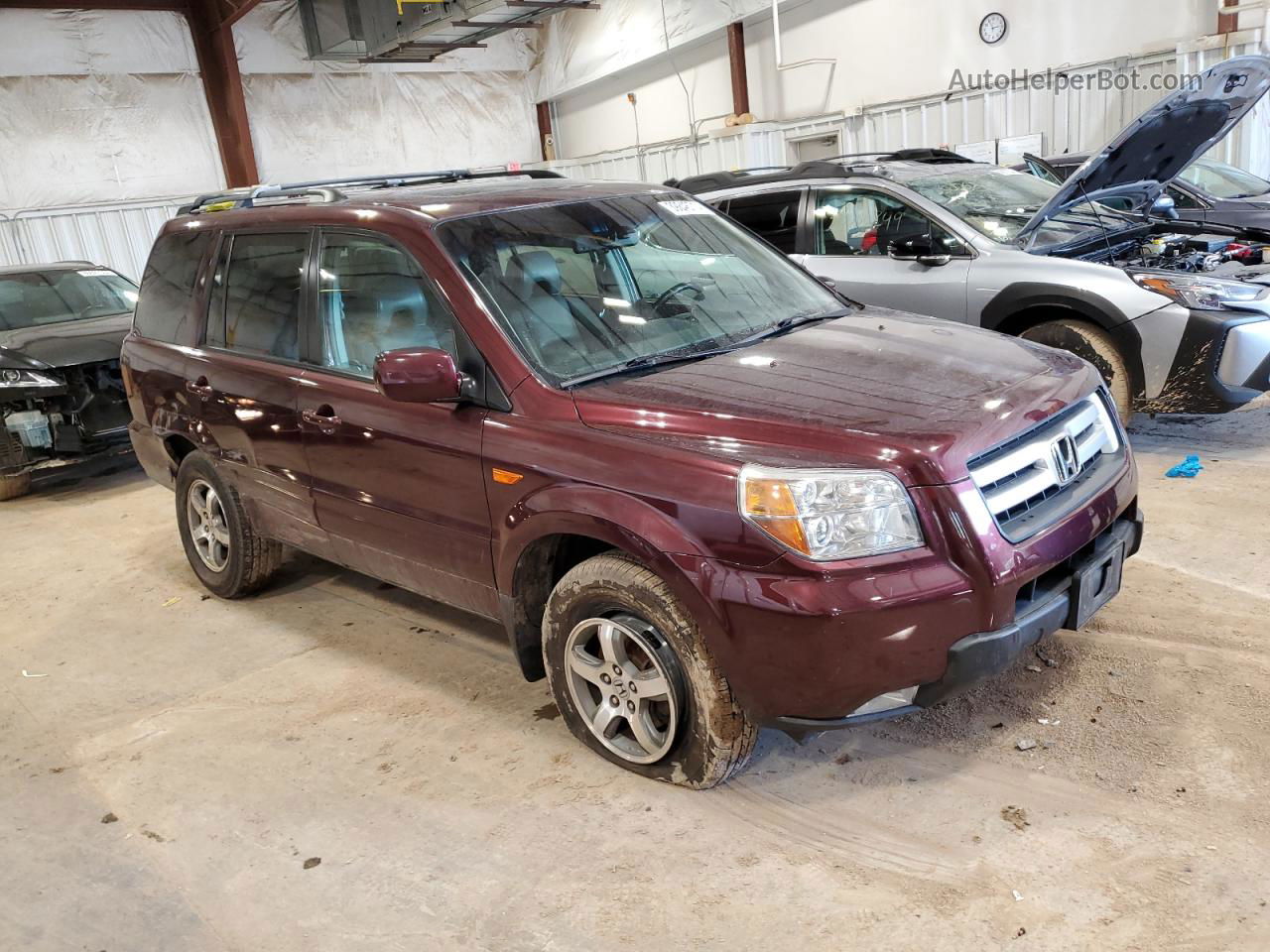 2007 Honda Pilot Exl Burgundy vin: 5FNYF18647B015239