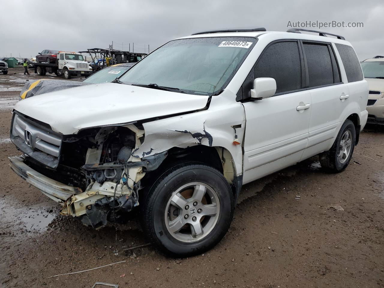 2007 Honda Pilot Exl White vin: 5FNYF18667B006459