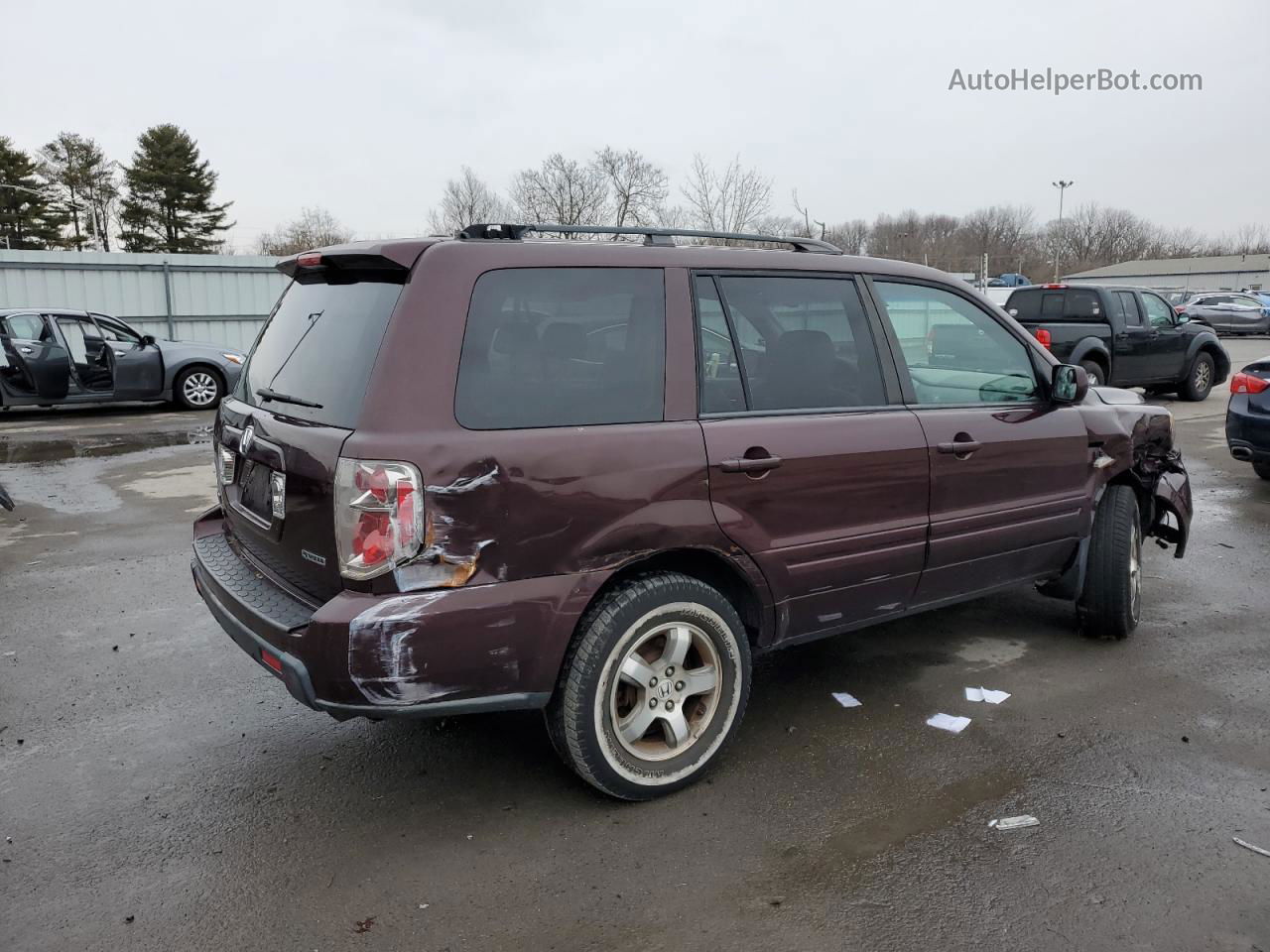 2007 Honda Pilot Exl Burgundy vin: 5FNYF186X7B023233