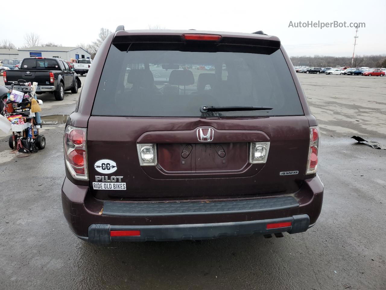 2007 Honda Pilot Exl Burgundy vin: 5FNYF186X7B023233