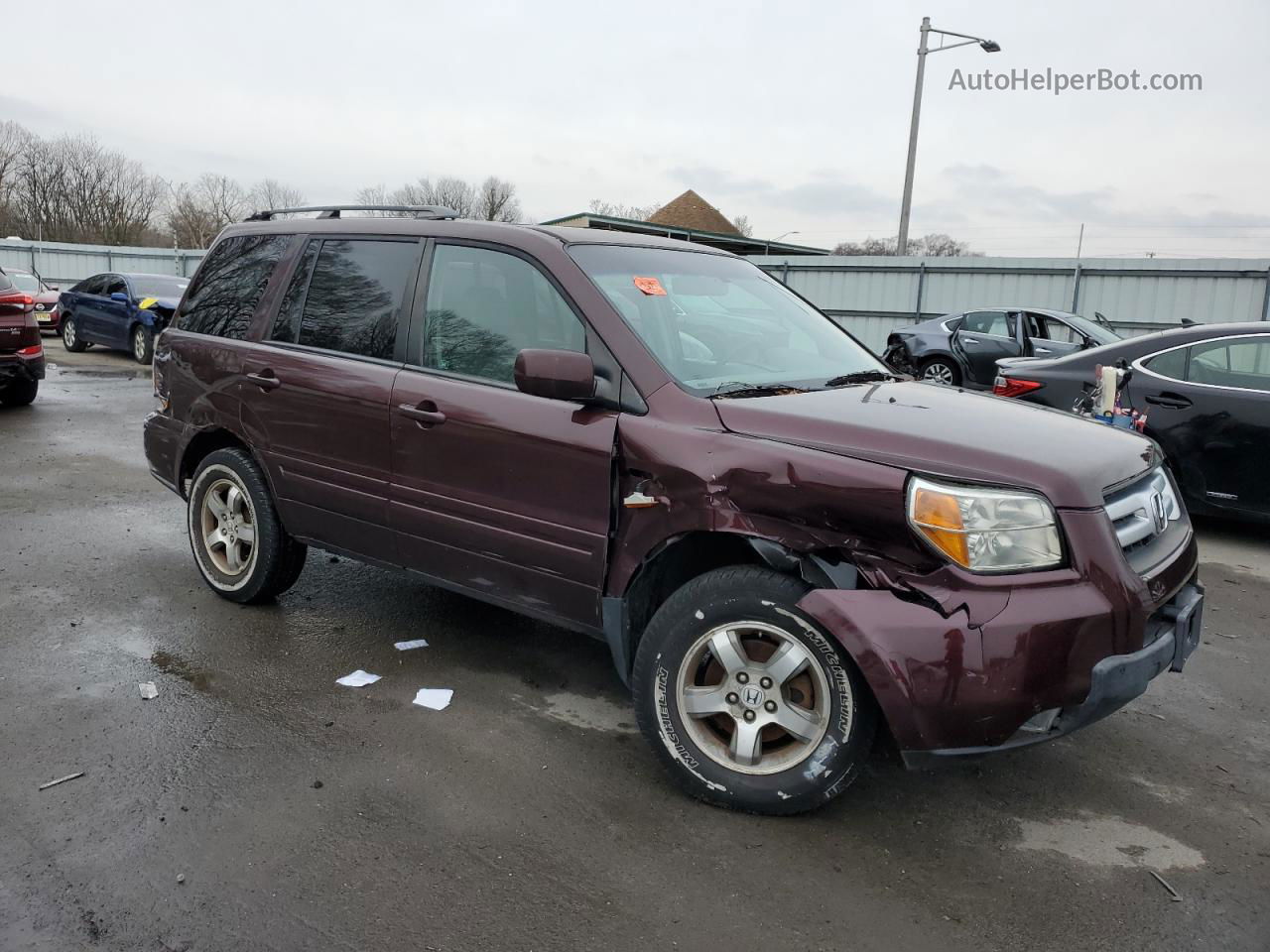 2007 Honda Pilot Exl Burgundy vin: 5FNYF186X7B023233