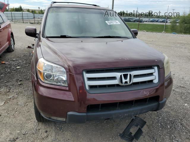 2007 Honda Pilot Exl Maroon vin: 5FNYF18787B002213