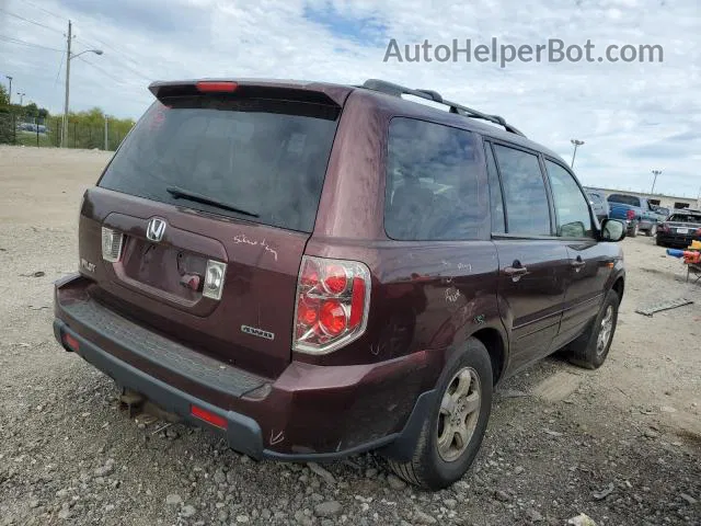 2007 Honda Pilot Exl Maroon vin: 5FNYF18787B002213