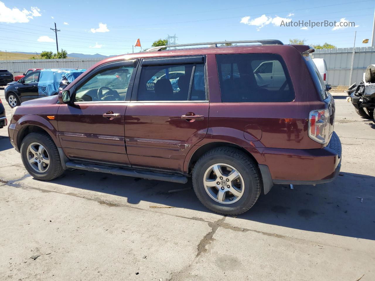 2007 Honda Pilot Exl Burgundy vin: 5FNYF18787B008206