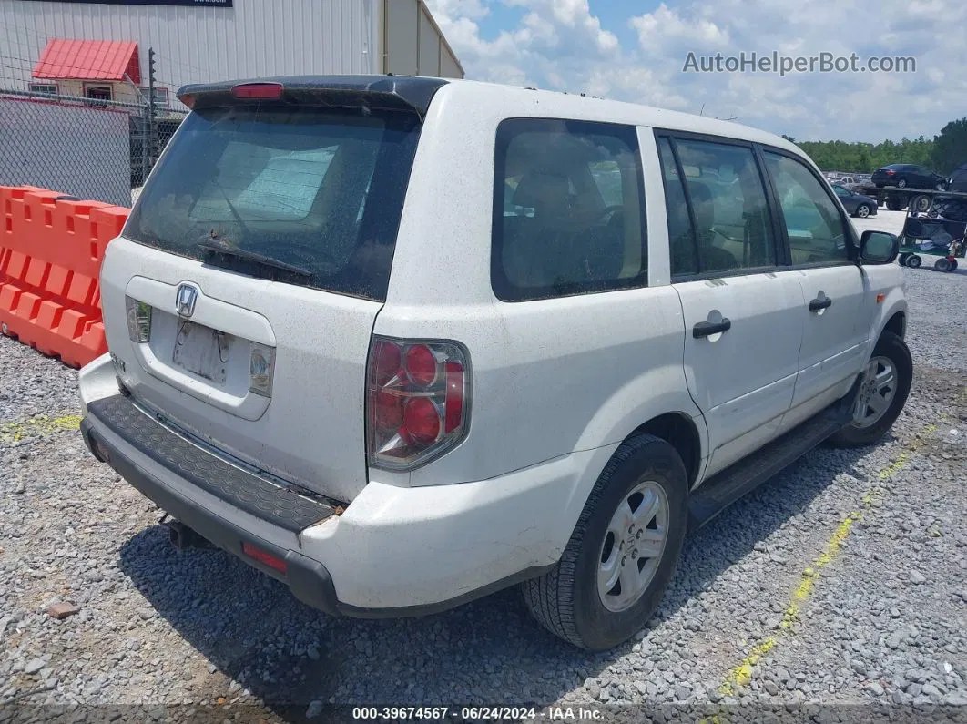 2007 Honda Pilot Lx White vin: 5FNYF28167B014278