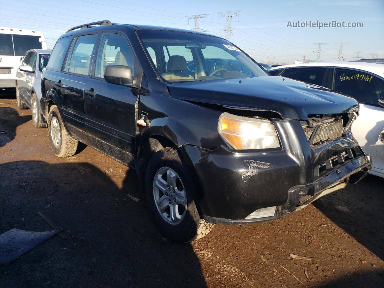 2007 Honda Pilot Lx Black vin: 5FNYF28187B040414