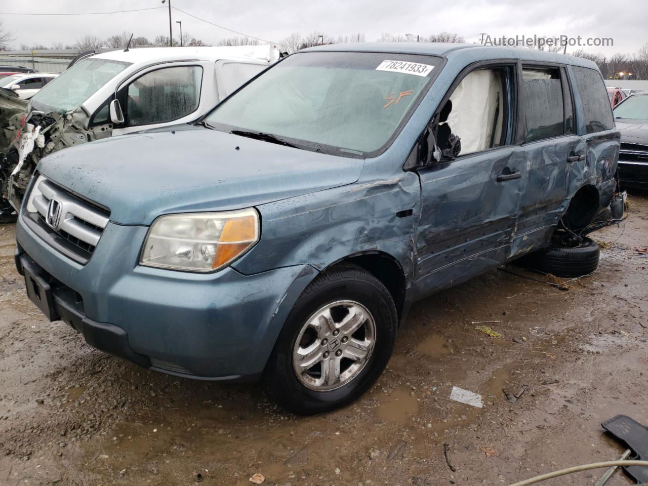 2007 Honda Pilot Lx Teal vin: 5FNYF28197B000262