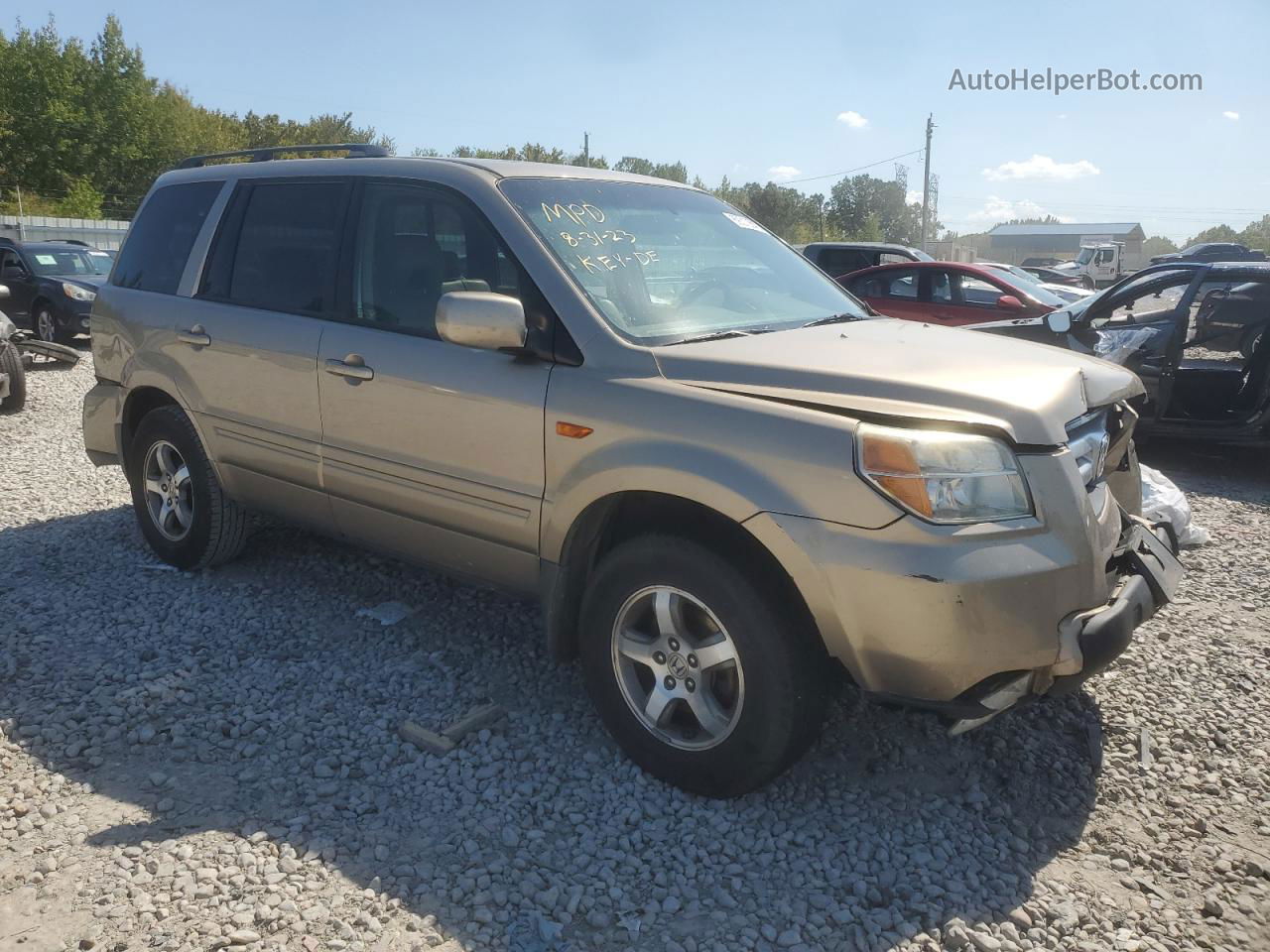 2007 Honda Pilot Exl Gold vin: 5FNYF28527B019853