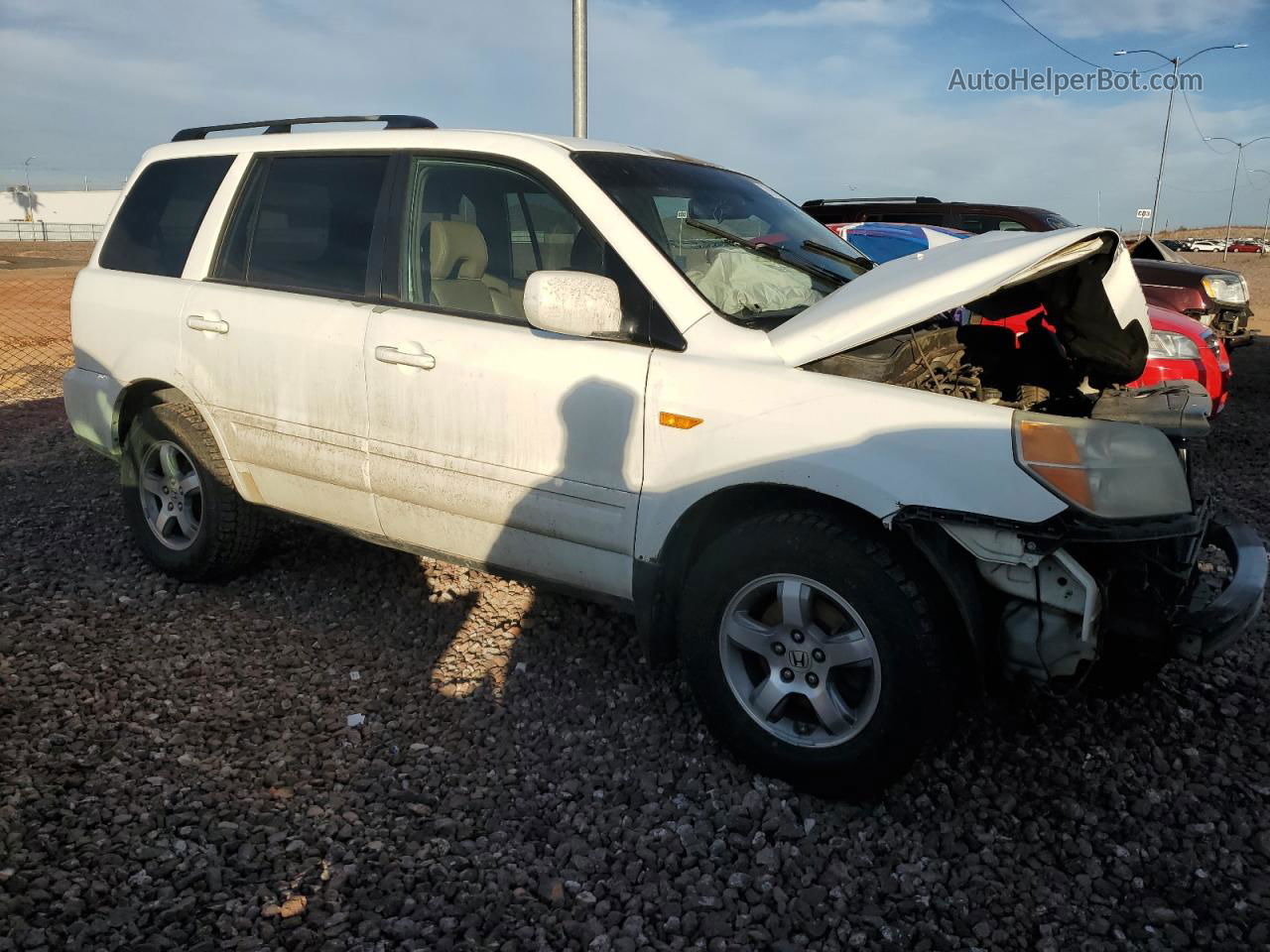 2007 Honda Pilot Exl White vin: 5FNYF28527B040721