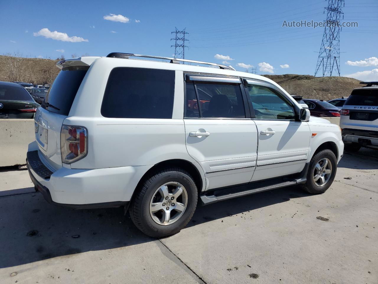 2007 Honda Pilot Exl White vin: 5FNYF28597B004184