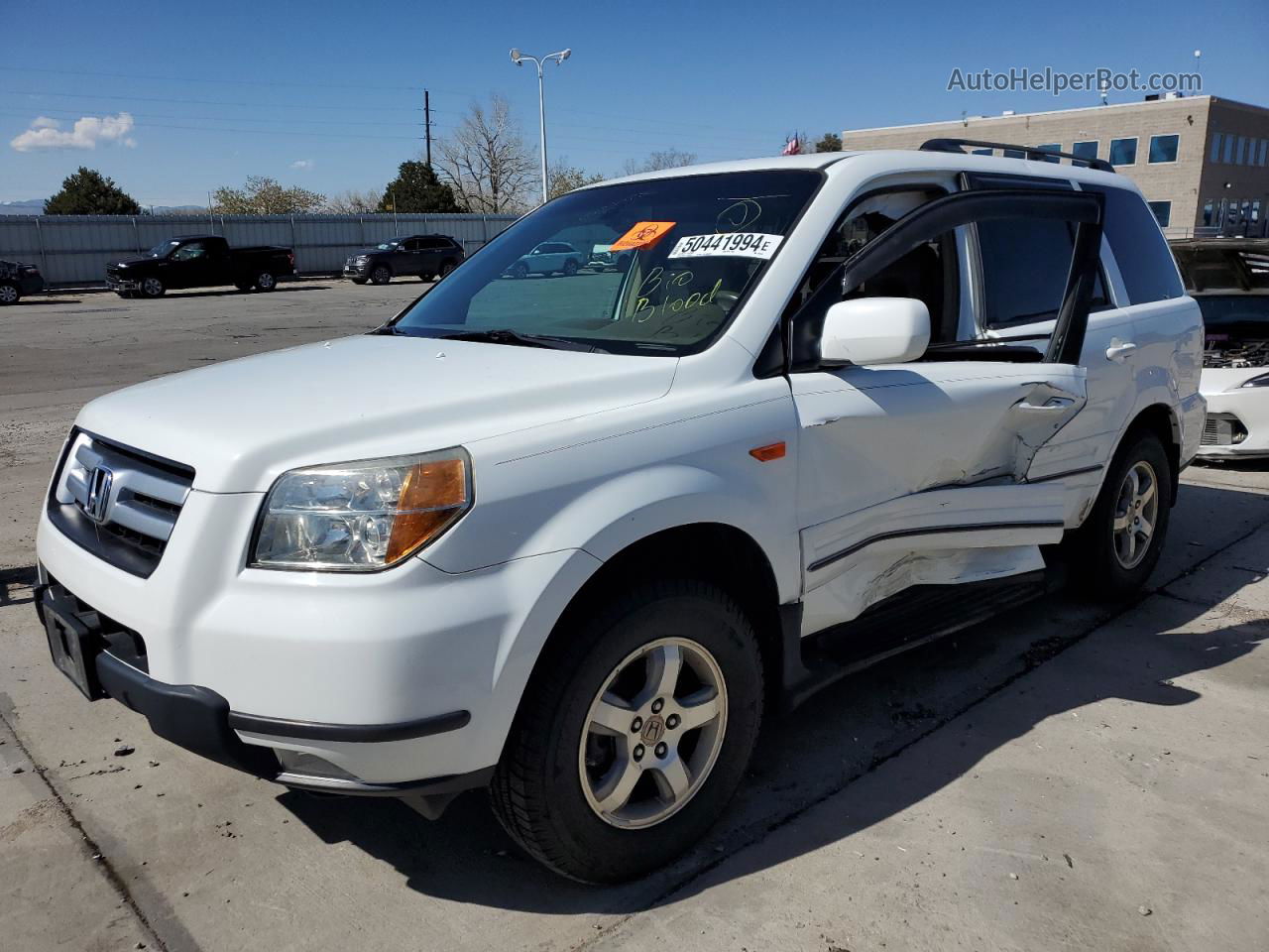 2007 Honda Pilot Exl White vin: 5FNYF28597B004184