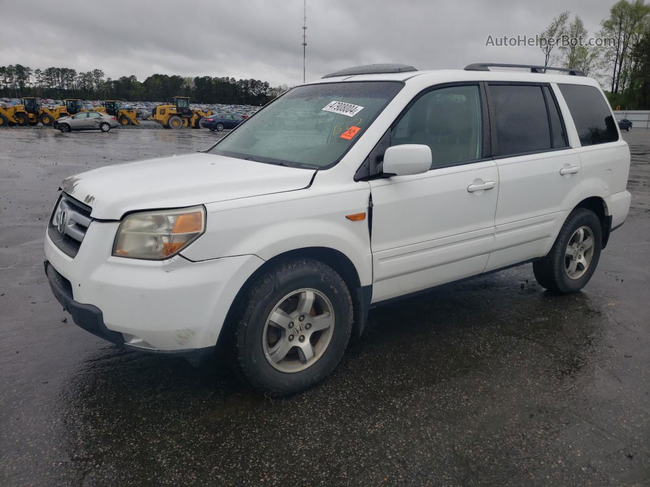 2007 Honda Pilot Exl White vin: 5FNYF28597B010020