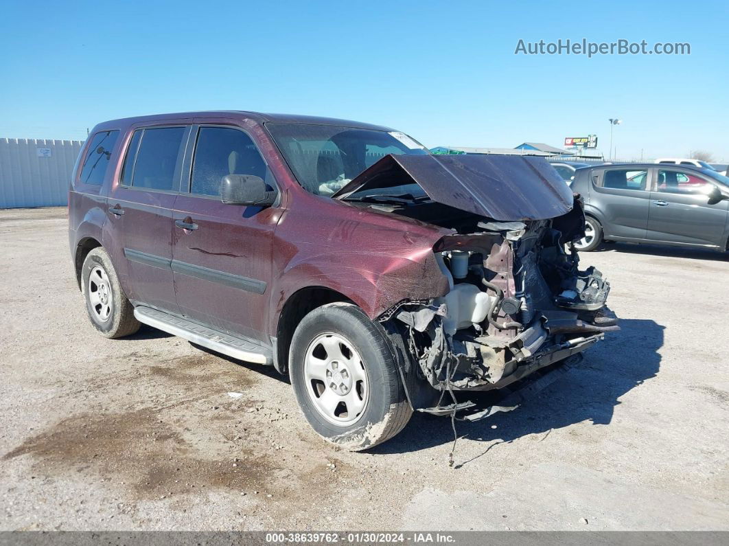 2009 Honda Pilot Lx Burgundy vin: 5FNYF38259B006125