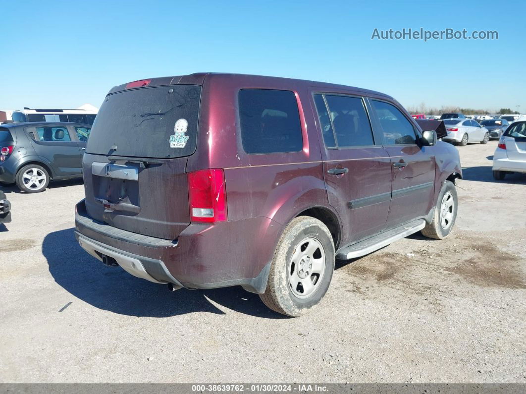 2009 Honda Pilot Lx Burgundy vin: 5FNYF38259B006125