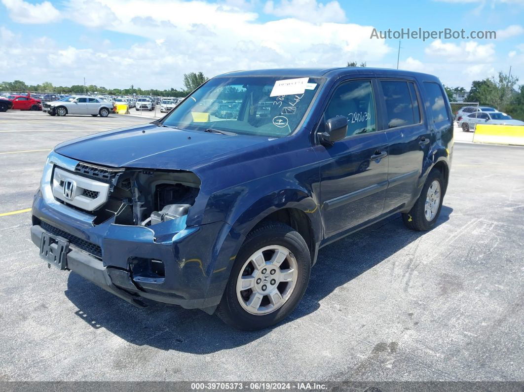 2009 Honda Pilot Lx Blue vin: 5FNYF38279B013528