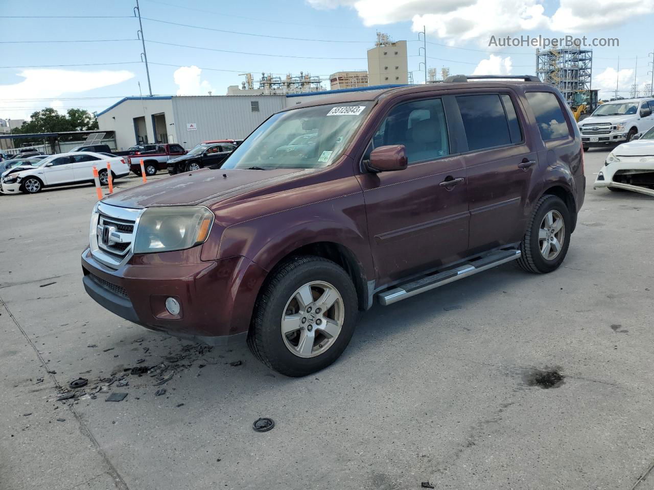 2009 Honda Pilot Exl Бордовый vin: 5FNYF38579B011577