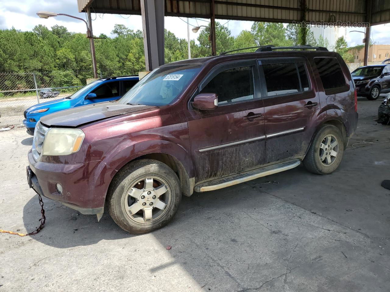 2009 Honda Pilot Touring Burgundy vin: 5FNYF38899B006553