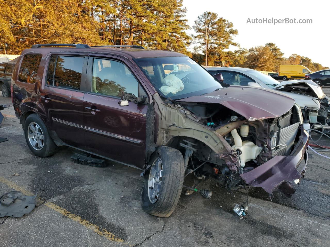 2009 Honda Pilot Touring Темно-бордовый vin: 5FNYF38919B006345