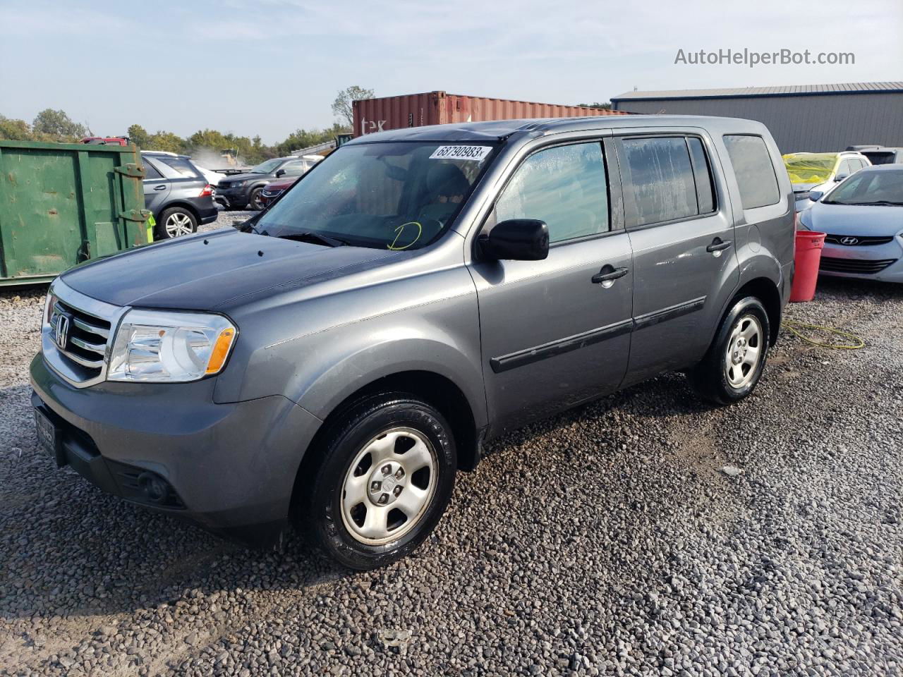 2013 Honda Pilot Lx Gray vin: 5FNYF3H21DB006454