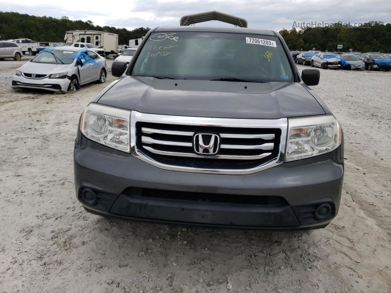 2013 Honda Pilot Lx Gray vin: 5FNYF3H22DB007709