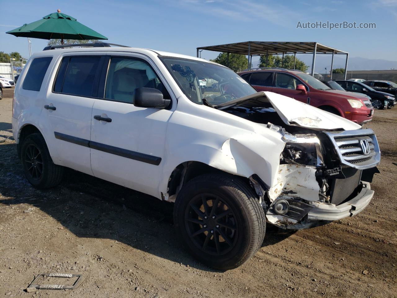 2013 Honda Pilot Lx White vin: 5FNYF3H23DB027502