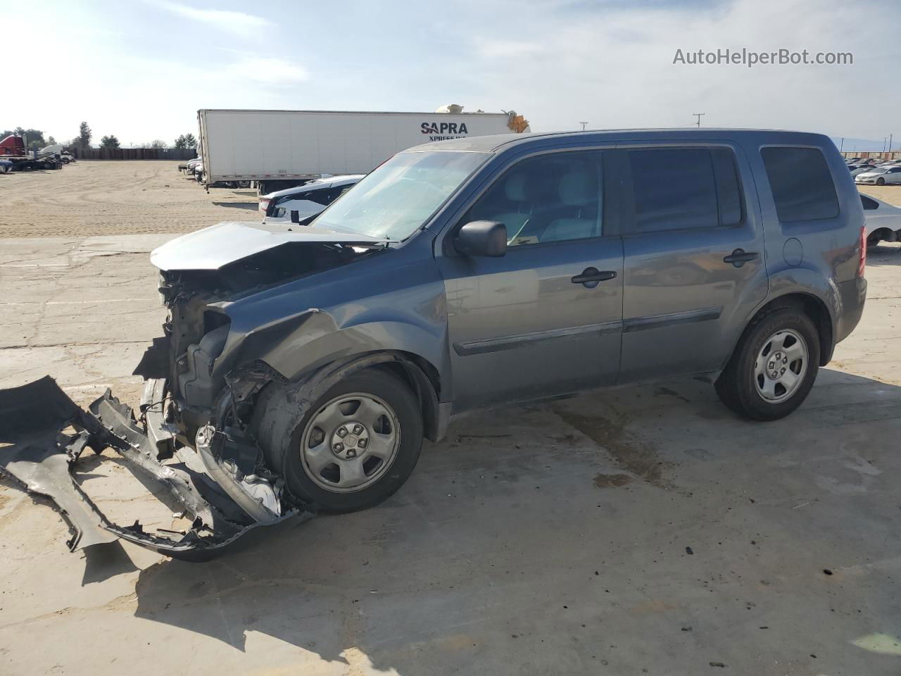 2013 Honda Pilot Lx Gray vin: 5FNYF3H24DB029341