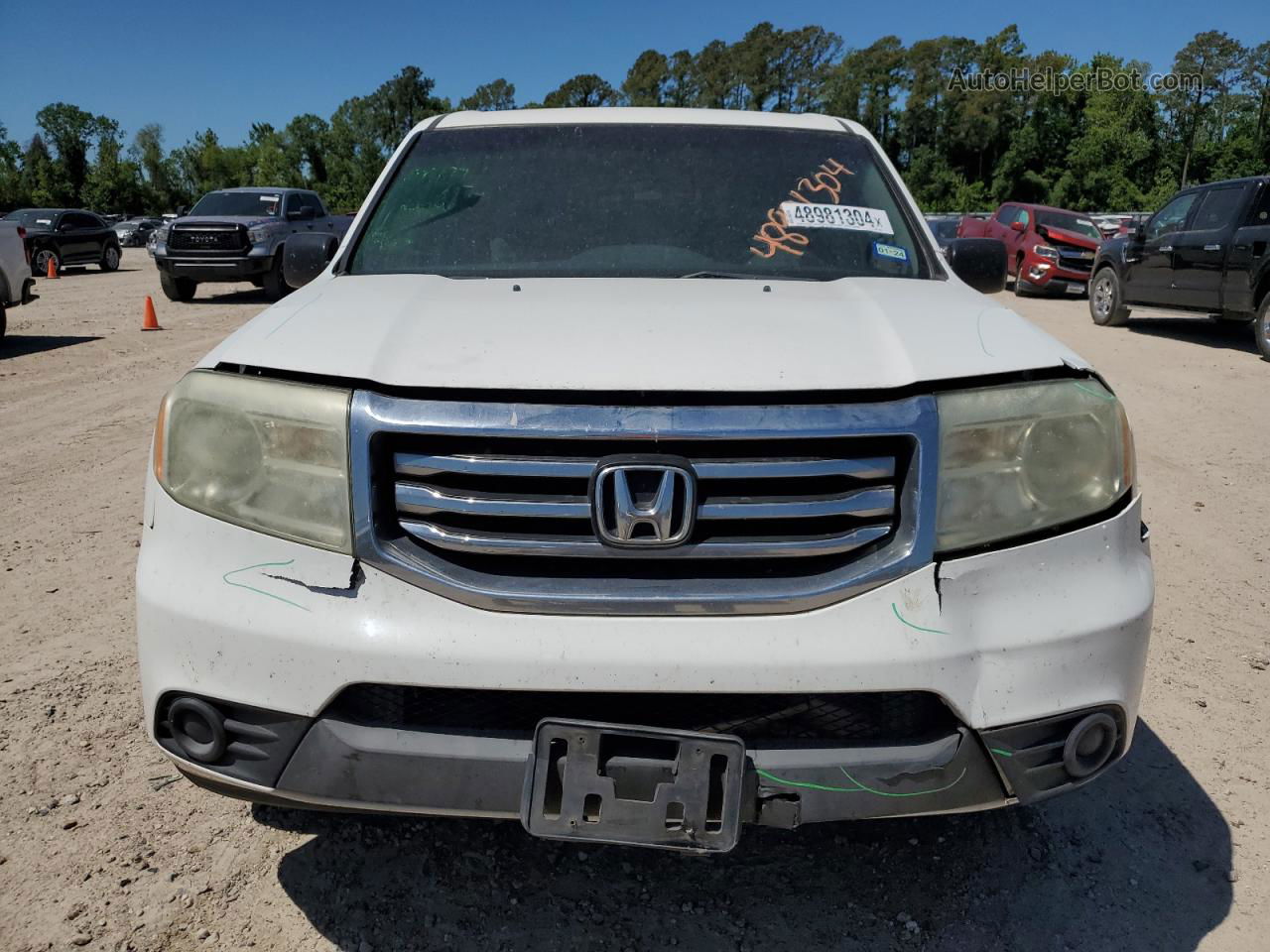 2013 Honda Pilot Lx White vin: 5FNYF3H28DB010372