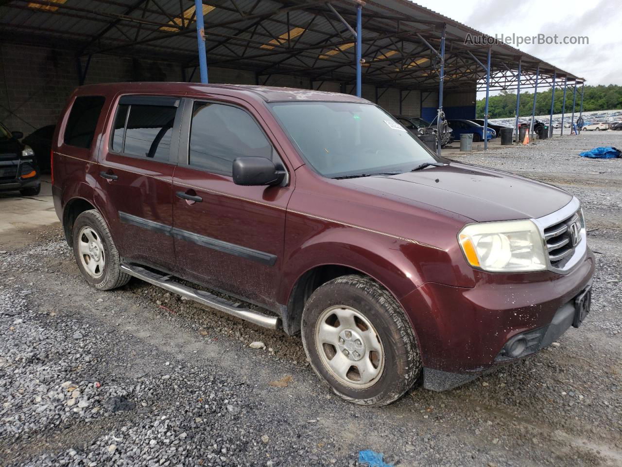 2013 Honda Pilot Lx Burgundy vin: 5FNYF3H29DB018688