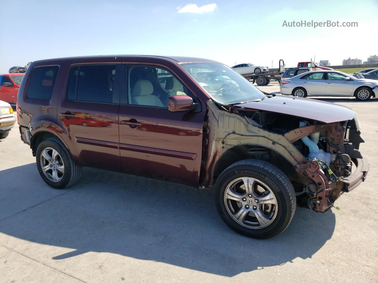 2013 Honda Pilot Ex Burgundy vin: 5FNYF3H4XDB016322