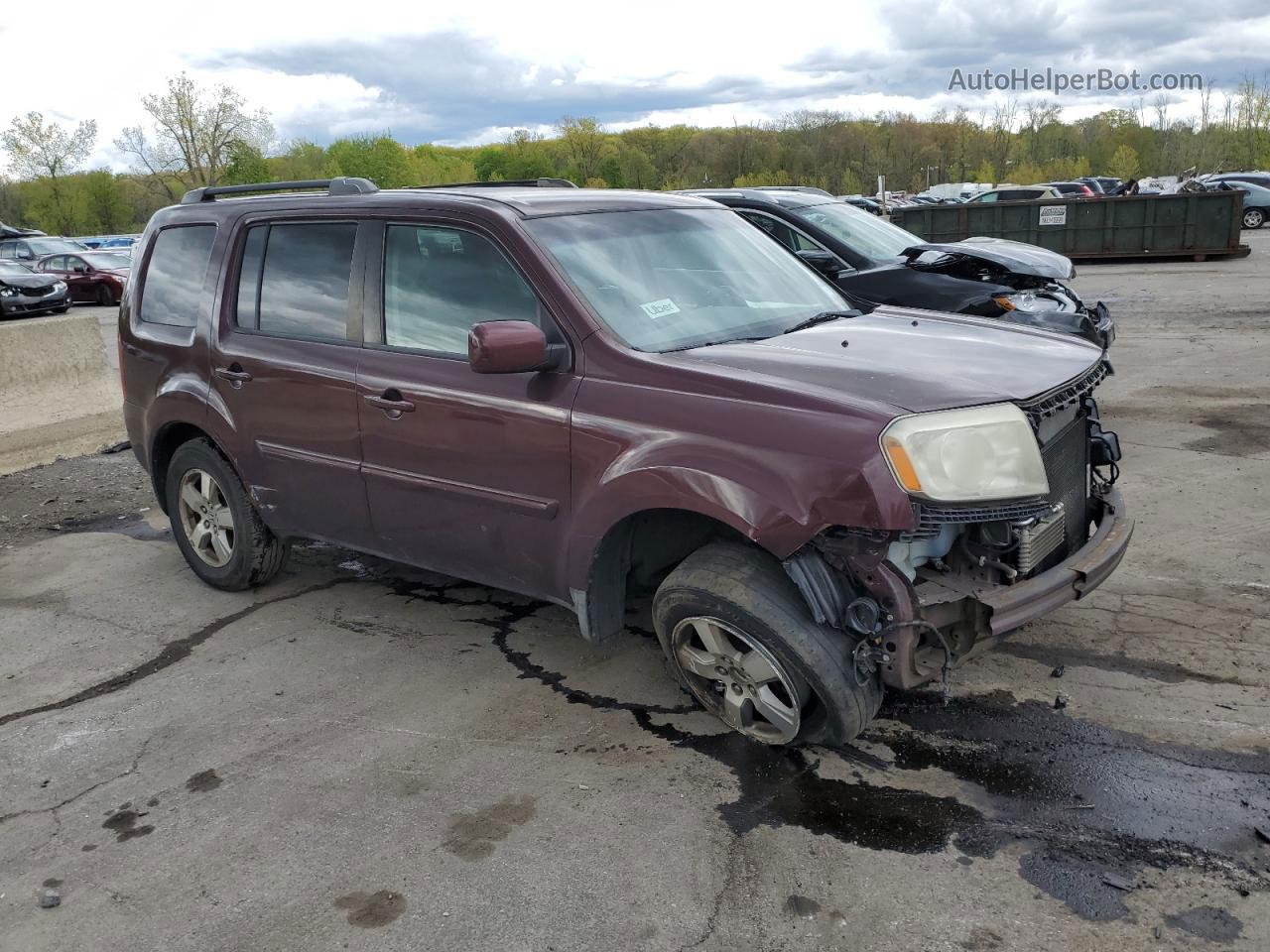 2009 Honda Pilot Ex Бордовый vin: 5FNYF48449B043027