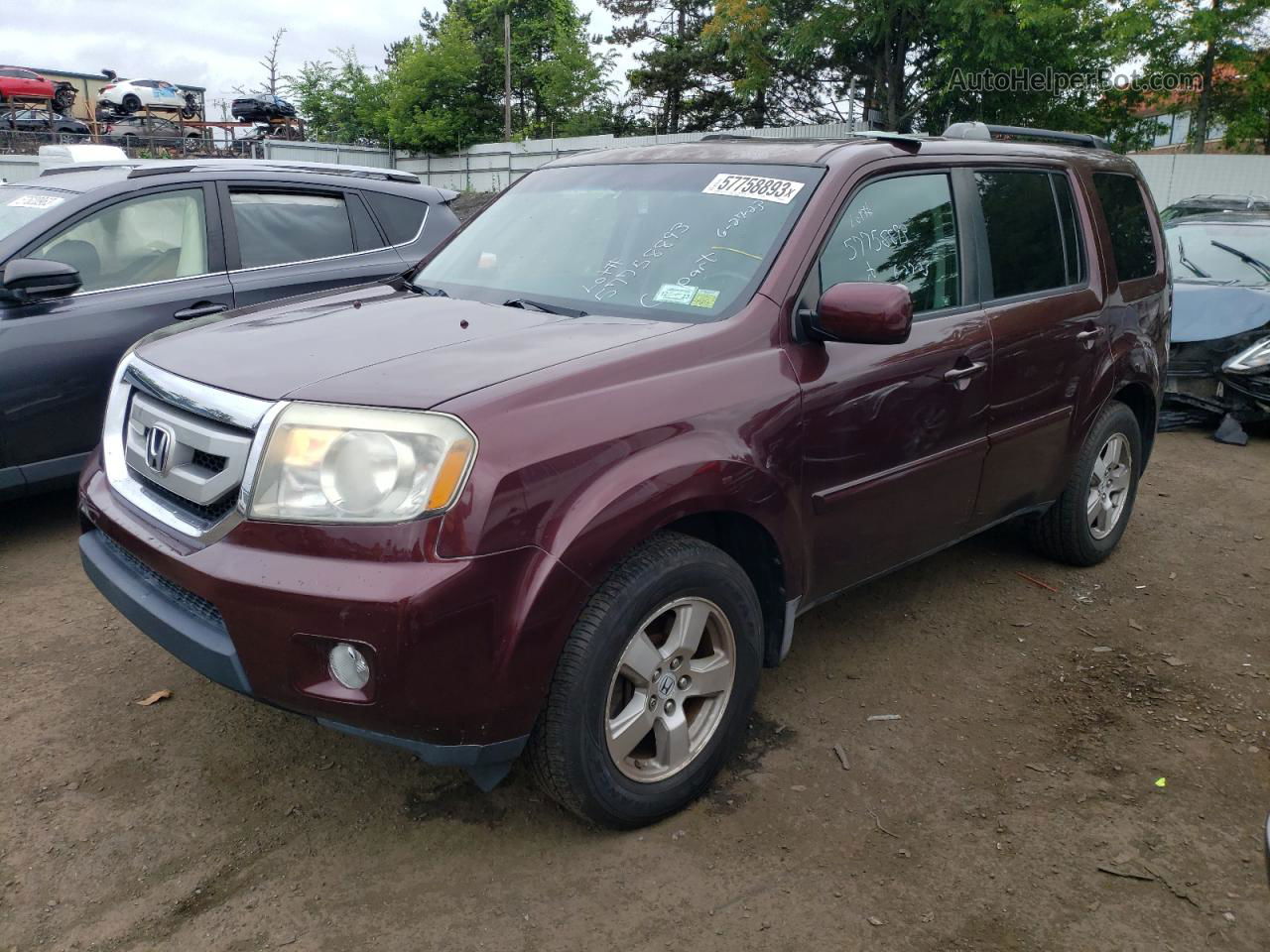 2009 Honda Pilot Exl Burgundy vin: 5FNYF48529B006809