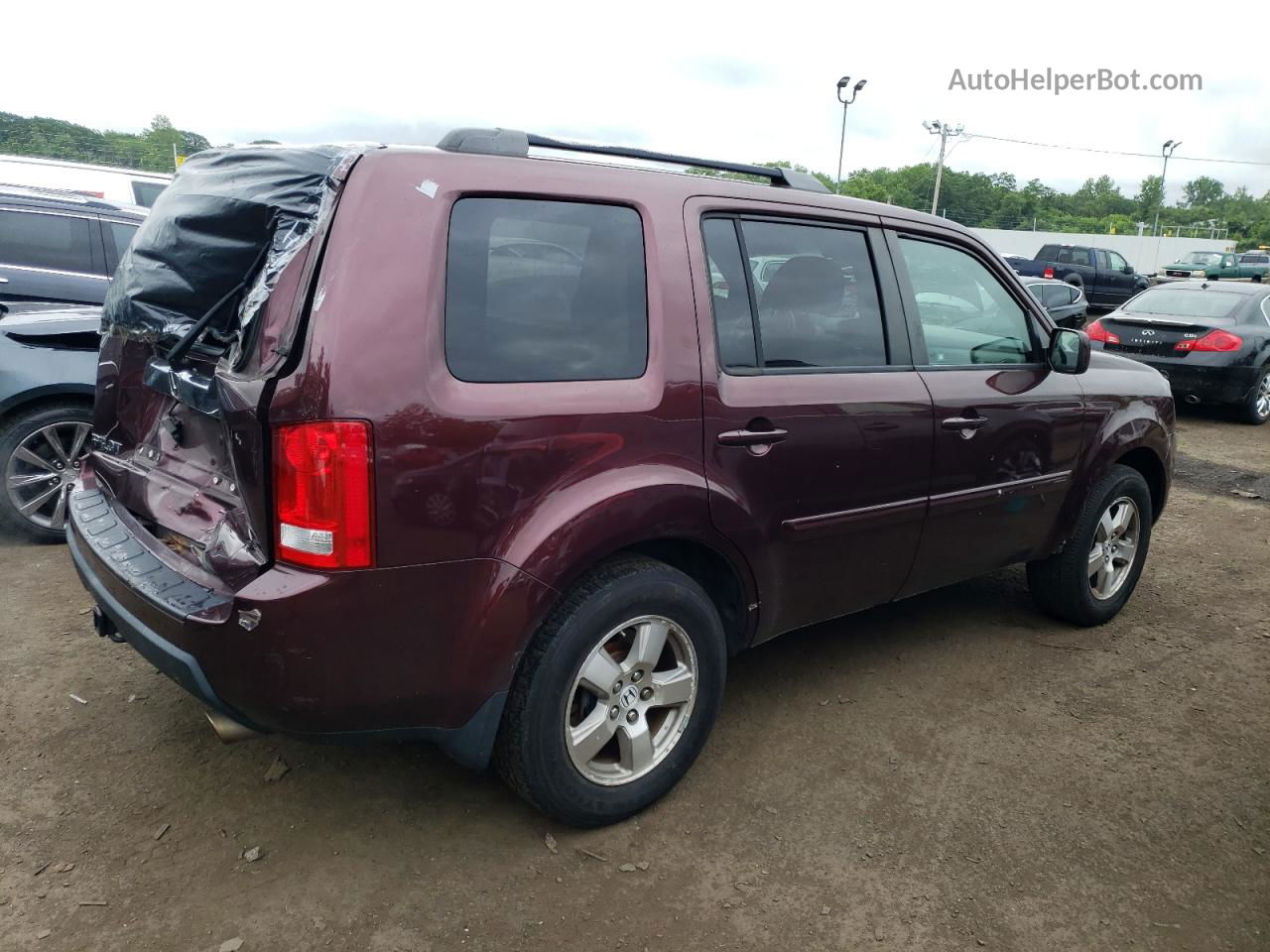 2009 Honda Pilot Exl Burgundy vin: 5FNYF48529B006809