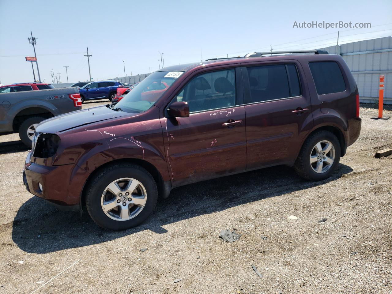 2009 Honda Pilot Exl Burgundy vin: 5FNYF48559B041361