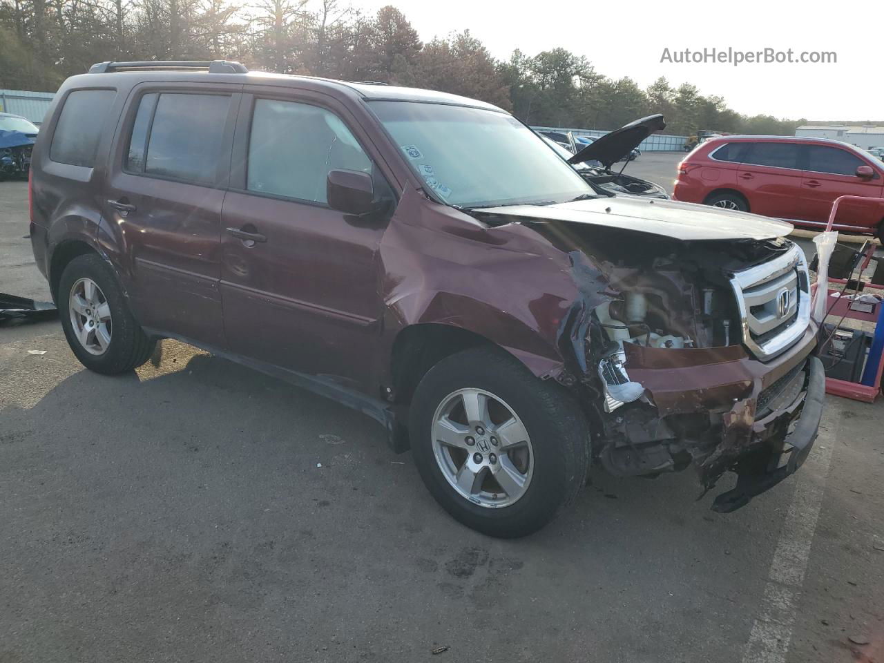 2009 Honda Pilot Exl Burgundy vin: 5FNYF48589B029334