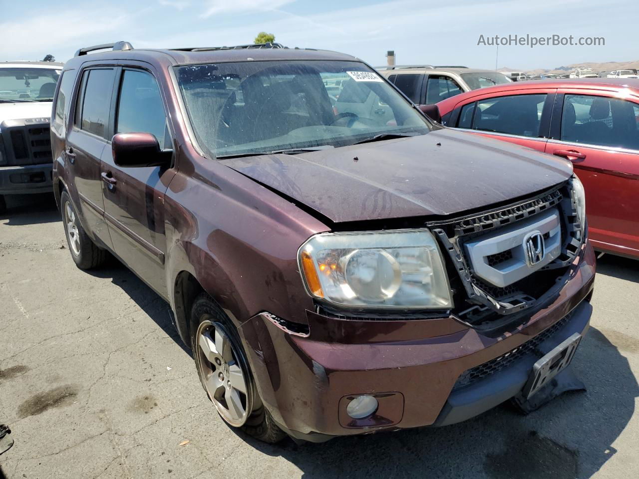 2009 Honda Pilot Exl Burgundy vin: 5FNYF48659B055530