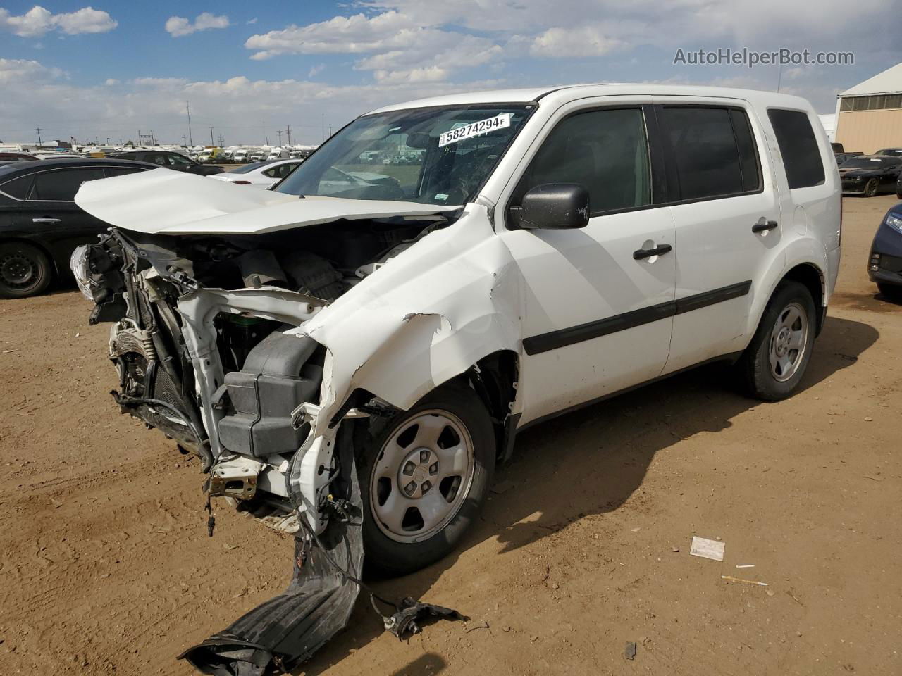 2013 Honda Pilot Lx White vin: 5FNYF4H21DB048130