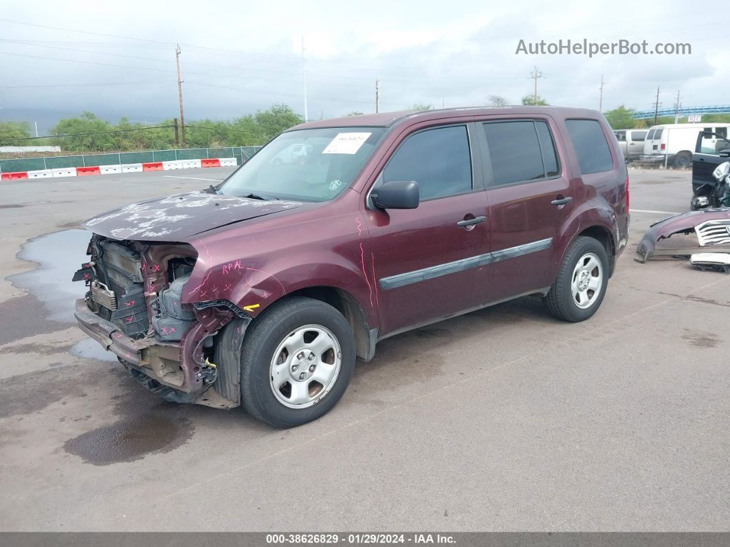 2015 Honda Pilot Lx Maroon vin: 5FNYF4H21FB015762