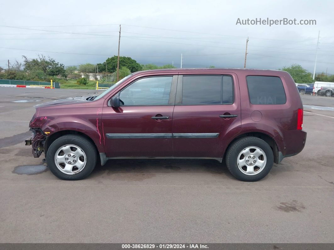 2015 Honda Pilot Lx Maroon vin: 5FNYF4H21FB015762