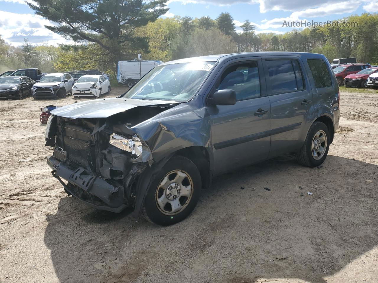 2013 Honda Pilot Lx Синий vin: 5FNYF4H25DB014367