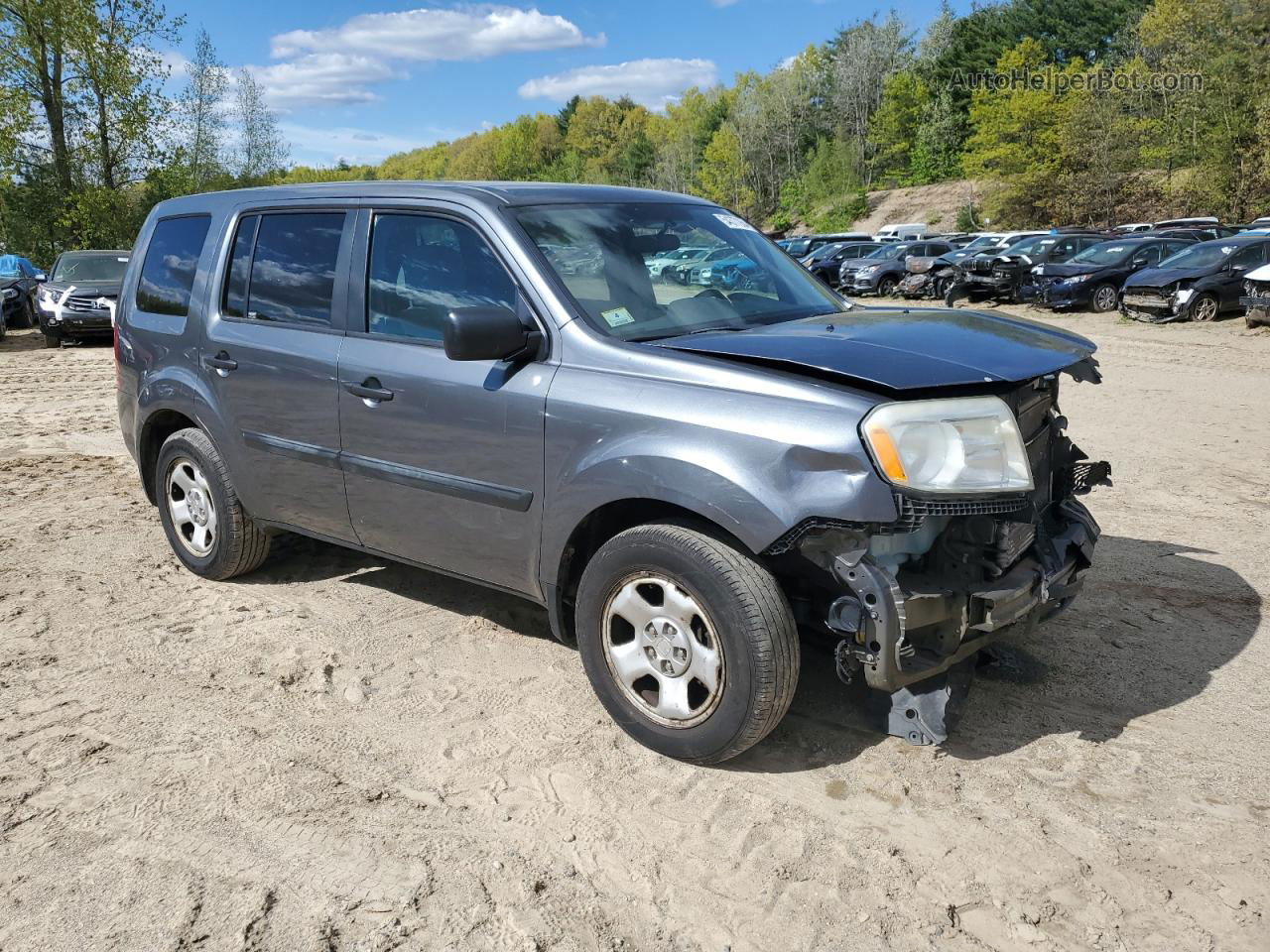 2013 Honda Pilot Lx Blue vin: 5FNYF4H25DB014367