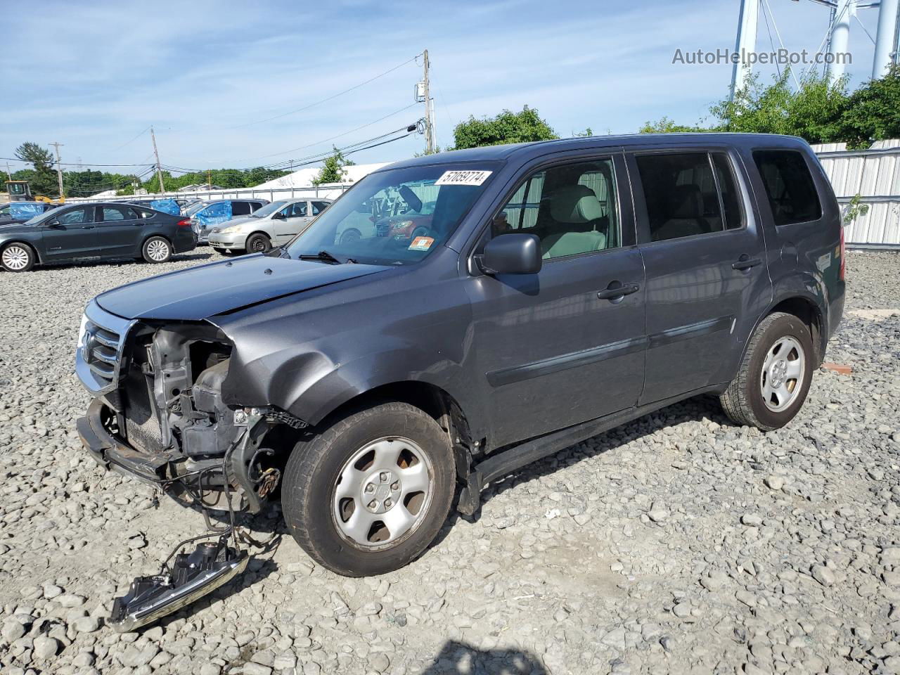 2013 Honda Pilot Lx Gray vin: 5FNYF4H28DB011883