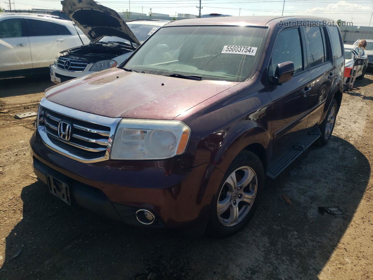 2013 Honda Pilot Ex Maroon vin: 5FNYF4H42DB030205