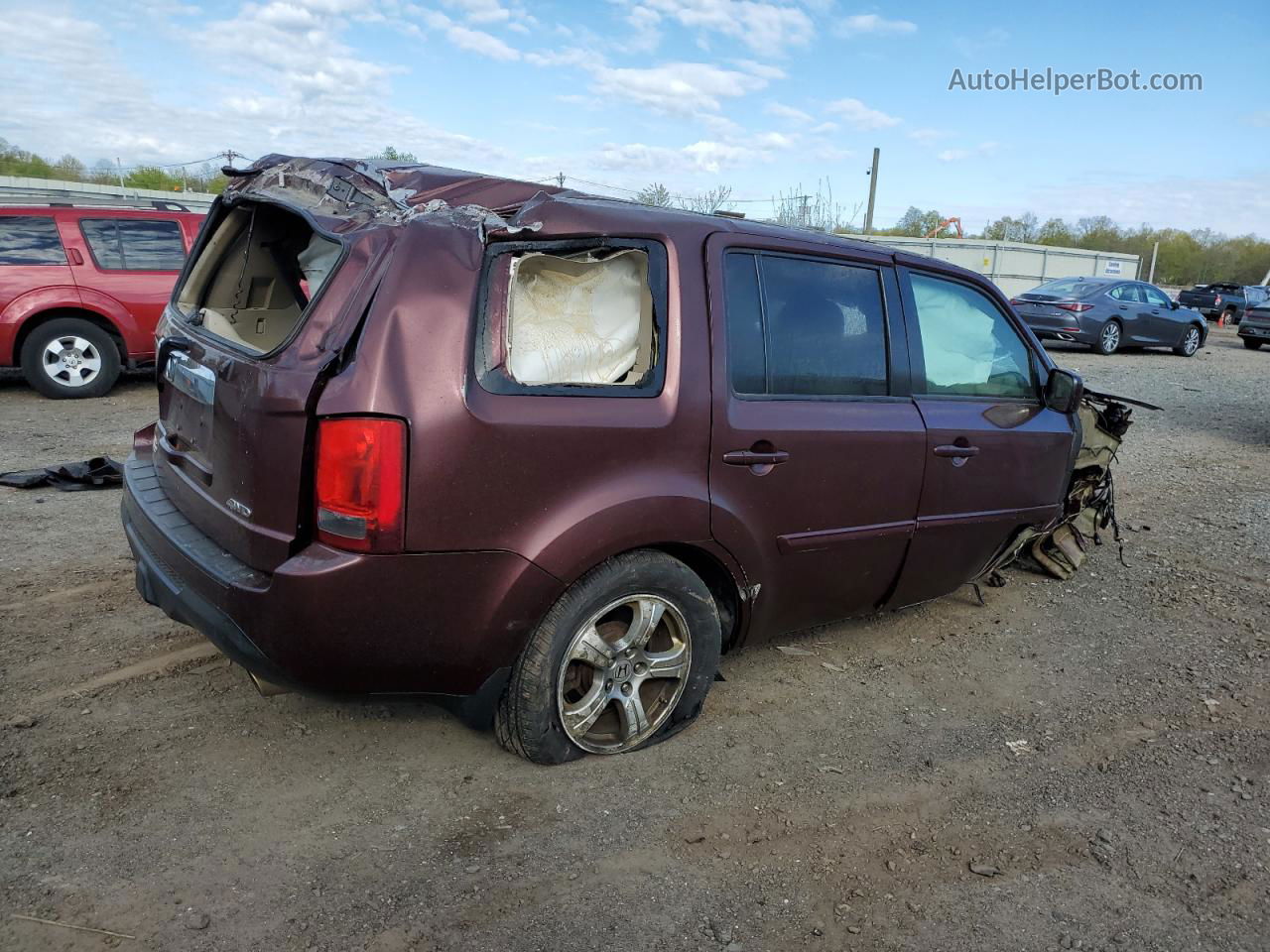 2013 Honda Pilot Ex Maroon vin: 5FNYF4H42DB057209