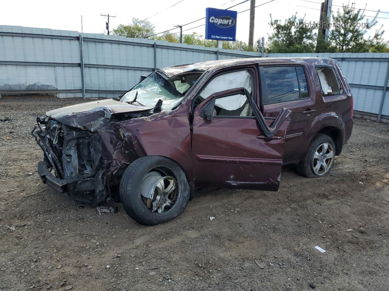 2013 Honda Pilot Ex Maroon vin: 5FNYF4H42DB057209