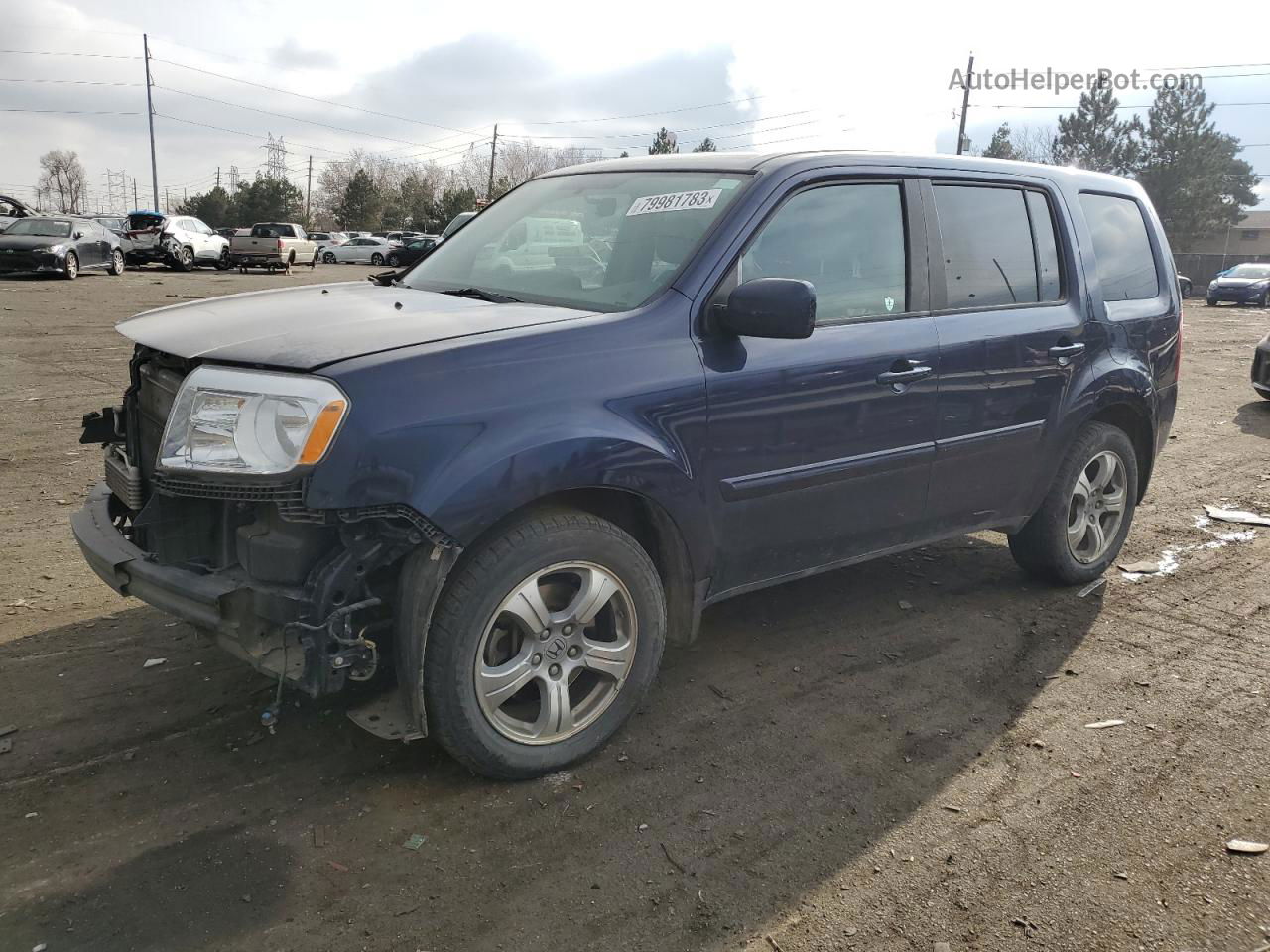 2013 Honda Pilot Ex Blue vin: 5FNYF4H44DB082953