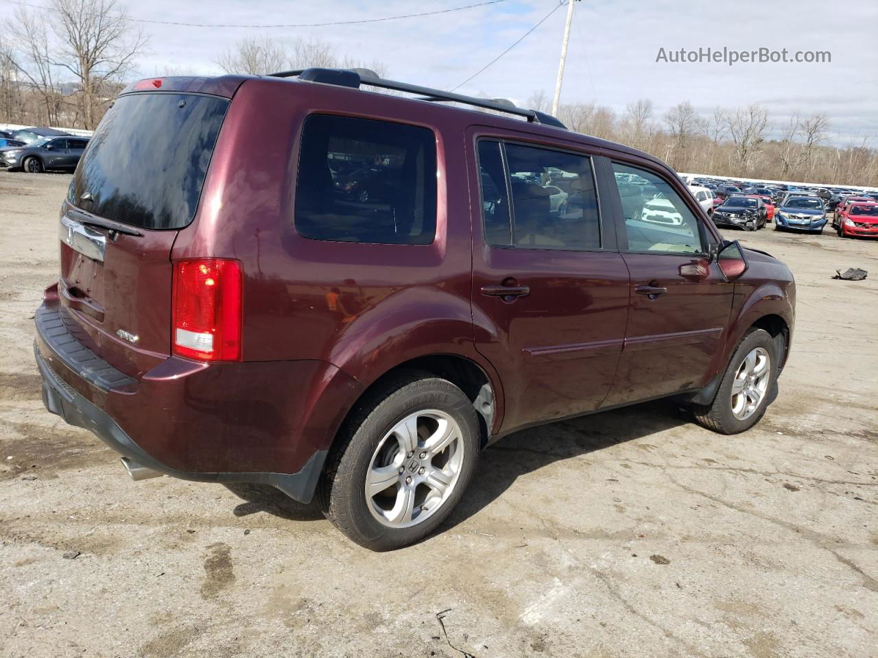 2013 Honda Pilot Exl Бордовый vin: 5FNYF4H53DB078854