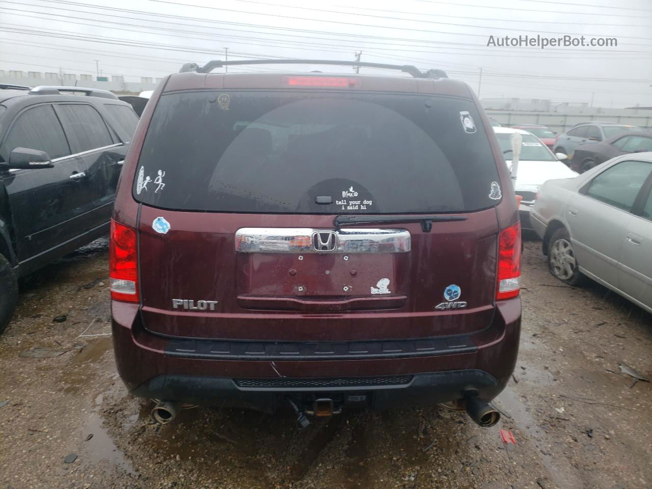 2013 Honda Pilot Exl Burgundy vin: 5FNYF4H54DB059357